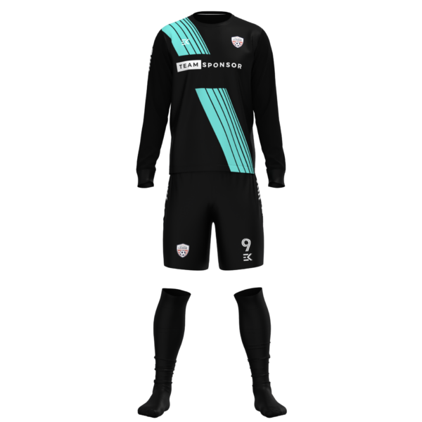 Black & Aqua Striped Goalkeeper