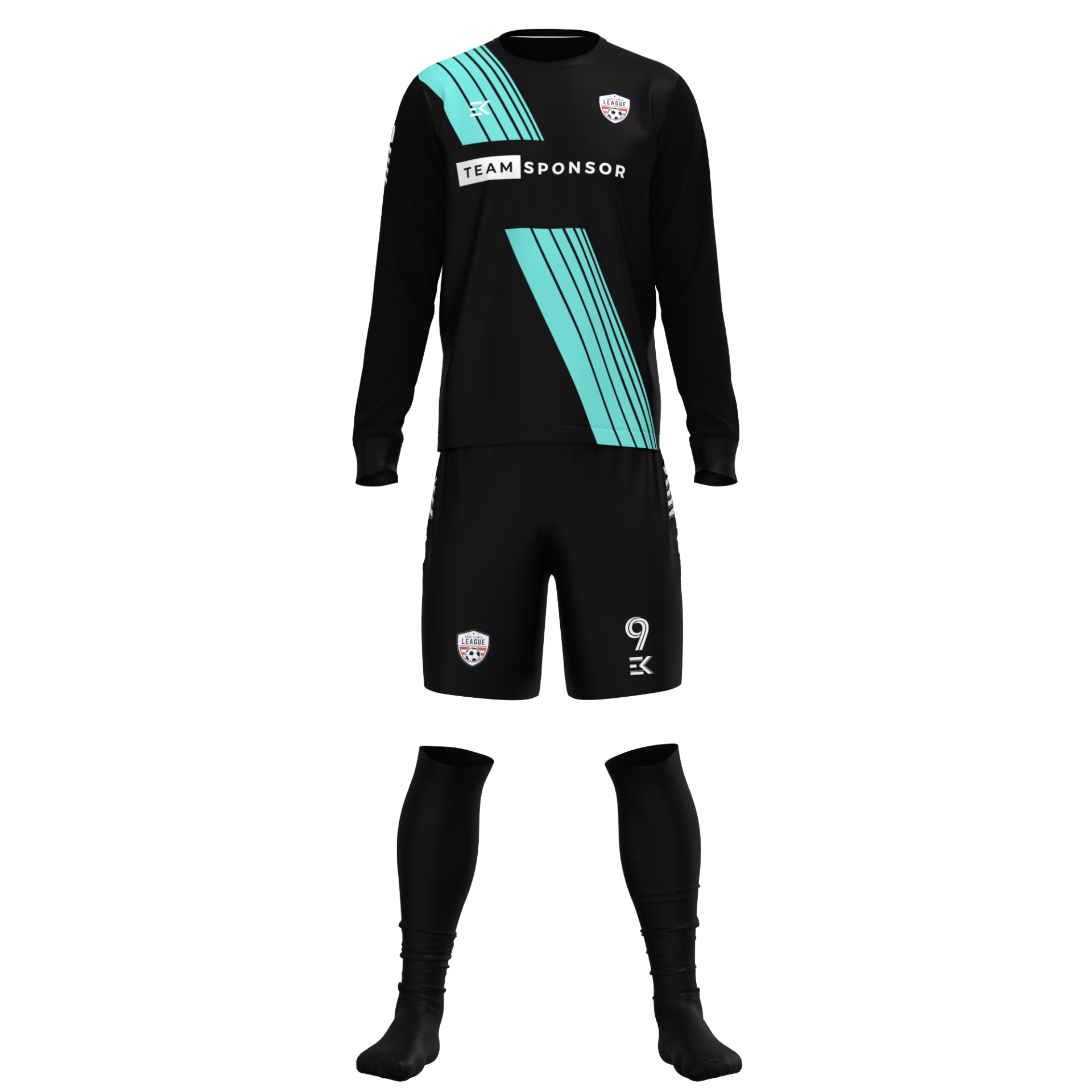Black & Aqua Striped Goalkeeper