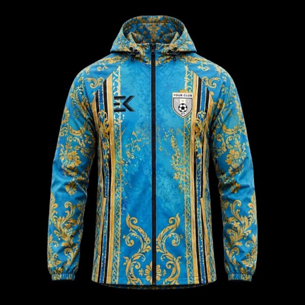 Baroque Blue & Gold Custom Football Rain Jacket