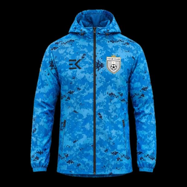 Blue Digital Camo Custom Football Rain Jacket